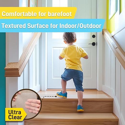 LifeGrip Stair Treads Non-Slip (15PCS), Anti Slip Transparent Stair Treads Tape for Indoor Wooden Step (5"X32"X15P-Treads)