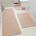 ACCUMTEK Non Slip Bath Mat, Thin Bathroom Rugs Fit Under Door, Quick Dry Bath Mats, Machine Washable Bath Rugs for Bathroom, Bathtub & Kitchen, Bathtub & Kitchen, Taupe/Solid/3 Piece