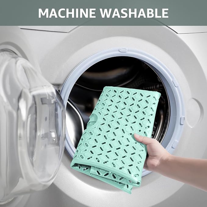 OTHWAY Square Shower Mat, 27"x 27" Extra Large Shower Mats for Inside Shower, TPE Anti Slip Shower mat with Suction Cups Drain Holes, Machine Washable Shower Floor Mat (Light Green)