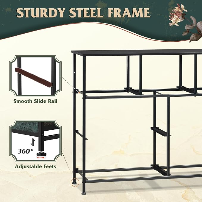 WLIVE 7 Drawer Dresser TV Stand, Entertainment Center, Media Console Table with Metal Frame and Wood Top for TV up to 45 inch, Chest of Drawers for Bedroom, Living Room, Vintage Green