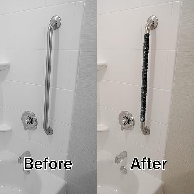 Grab Bars Non-Slip Tape for Bathtubs and Showers - Stainless Steel Bars Anti Slip Tape for Bathroom, Walls, Rail Handrail Covers for Seniors, Elderly, Handicap