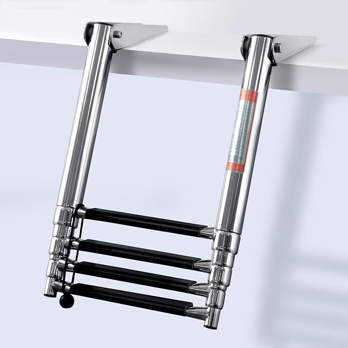 Boat Ladder,Stainless Steel Telescoping Folding Heavy Duty Pontoon Swim Boarding Ladder for Outboards,Yacht,Marine Fishing Boat