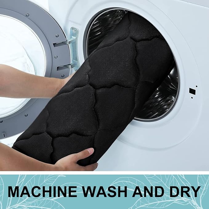 OLANLY Memory Foam Bath Mat Rug 30x20, Ultra Soft Non Slip and Absorbent Bathroom Rug, Machine Wash Dry, Comfortable, Thick Bath Rug Carpet for Bathroom Floor, Tub and Shower, Black