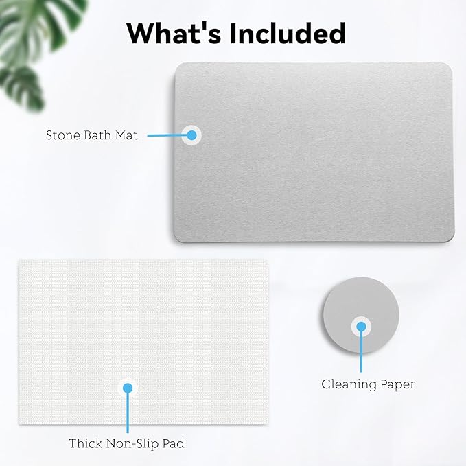 Stone Bath Mat, Dries Quickly, Non-Slip Diatomaceous Earth Bath Mats for Bathroom, Super Absorbent Shower Mat, Easy to Clean, 23.5" x 15.5" Carbon Gray