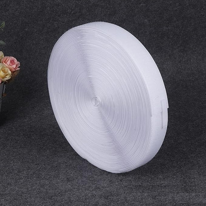 0.75 Inch x 82 Feet White Self-Adhesive Hook and Loop Tape - Sticky Back Fastening Tape for Stationery and Household Purposes