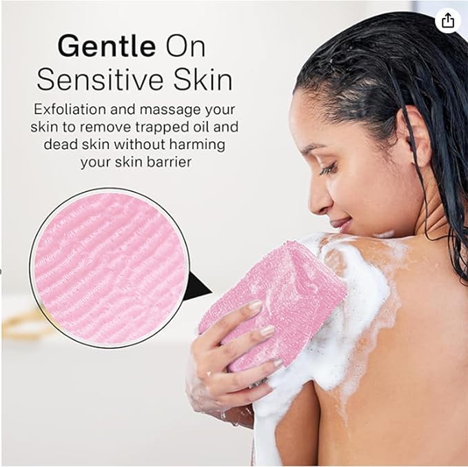 Yiclick Exfoliating Washcloth Towel- Exfoliating Body Scrubber Exfoliator, Back Scrubber for Shower Bath, Exfoliate Rags Wash Cloths, Loofah Lufa Sponge, Body Scrub & Exfoliation Women Men