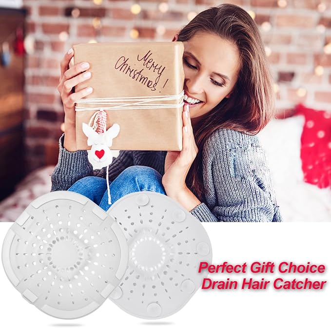 Hair Drain Catcher,Square Drain Cover for Shower Strong Adhesion Silicone Hair Stopper with Suction Cup,Easy to Install Suit for Bathroom,Bathtub,Kitchen 2 Pack (Cream White)