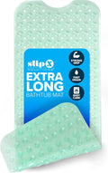 SlipX Solutions Power Grip Extra Long Bath Tub & Shower Mat 39x16, Wet Floor Non-Slip for Elderly & Kids Bathroom, 30% Longer Bathtub Mats, 200 Suction Cups, Drain Holes (1, Translucent Light Green)