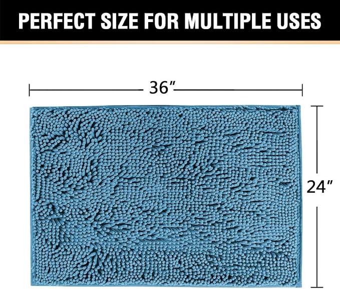 H.VERSAILTEX Bath Mat for Bathroom Non Slip Luxury Chenille Ultra Soft Bath Rugs 24x36 Absorbent Non Skid Shaggy Rugs Washable Dry Fast Plush Area Carpet Mats for Indoor, Bath Room, Tub - Dark Teal