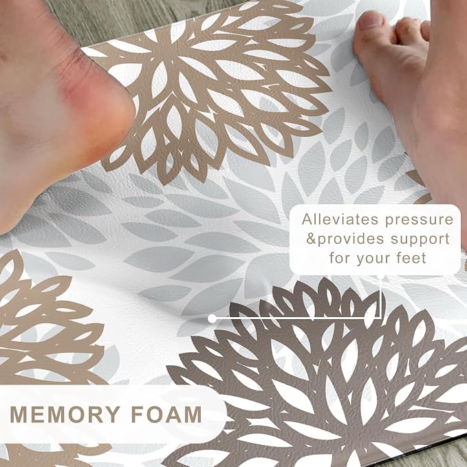 Kitchen Mats Set of 2 Cushioned Anti Fatigue Kitchen Rugs Non Slip Waterproof Kitchen Runner Memory Foam Kitchen Floor Mat Comfort Standing Mat for Sink,Office,Laundry
