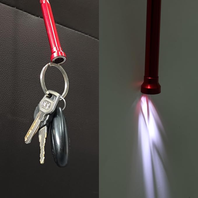 24.4 in Claw Grabber Tool,Bendable Hose Reacher Pickup with LED Light,4 Claw Picking Tool for Garbage Litter Pick Home Sink Drain and Metal Small Items. (Red)