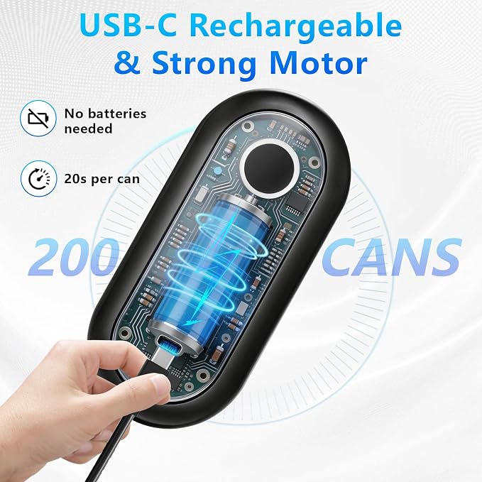 SAKAMOSH Electric Can Opener for Seniors Auto Stop, Hands Free Rechargeable Can Openers with Smooth Edge, One Touch Operation, Automatic Opener for Kitchen, Ideal Choice for Mom, Elderly