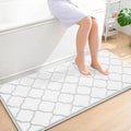 OLANLY Memory Foam Bath Mat Rug 47x24, Ultra Soft and Absorbent Bathroom Rugs, Non-Slip, Comfortable, Machine Washable Bath Carpet for Bathroom Floor, Tub, Shower and Home Decor Accessories, White