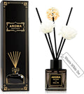 Black Glass Bottle Scent Diffuser, 1.7 oz Reed Diffuser with Sticks, Home Fragrance for Bookshelf, Bedroom Vanity, Office Desk & Bathroom Decor, Air Freshener for Aesthetic Room Decor (White Tea)