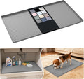 URMONA Waterproof Silicone Under Sink Mat 34'' x 19'' Shelf Liner for Kitchen and Bathroom, Cabinet and Counter Protector, Storage and Organizers, Litter Mat, Pet Cat Puppy Essentials(Beige)