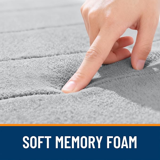 OLANLY Memory Foam Bath Mat 70x46, Super Soft Absorbent Bathroom Rugs, Quick Dry, Machine Washable Shower Floor Rugs, Bathmat Carpet, Bathroom Home Decor Accessories, Light Gray
