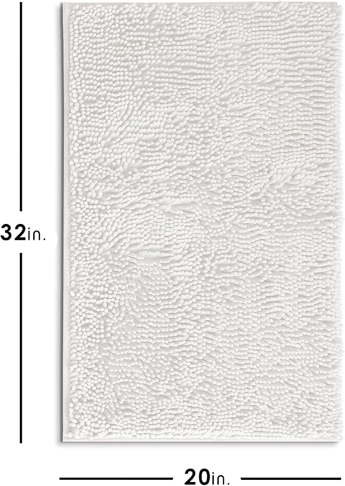 Hearth & Harbor Bathroom Rugs, Chenille Bath Mat - Machine Washable Bath Mats for Bathroom Non-Slip Backing Rubber, Quick Dry Bathroom Mat