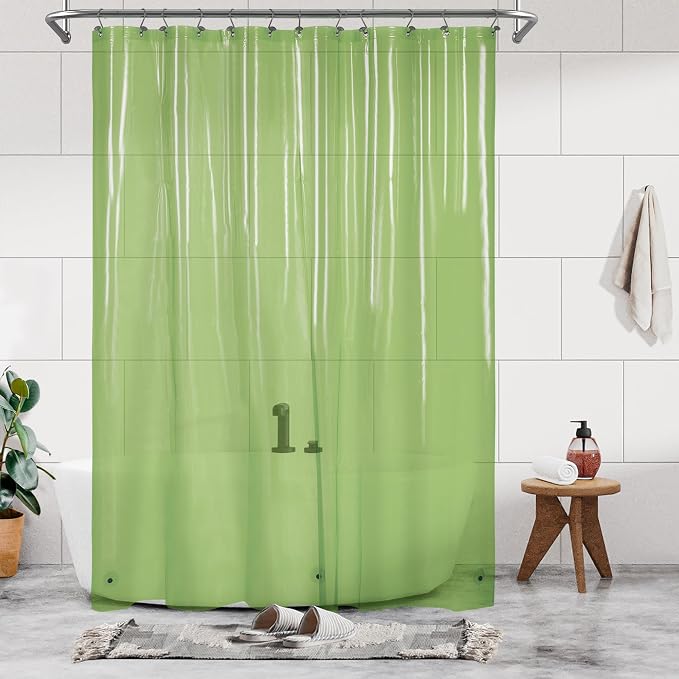 Barossa Design Extra Long Shower Curtain Liner with 3 Magnets - 72" x 84" XL, Waterproof PEVA Lightweight Shower Liner for Bathroom, PVC Free, Metal Grommets - Clear Green, 72x84