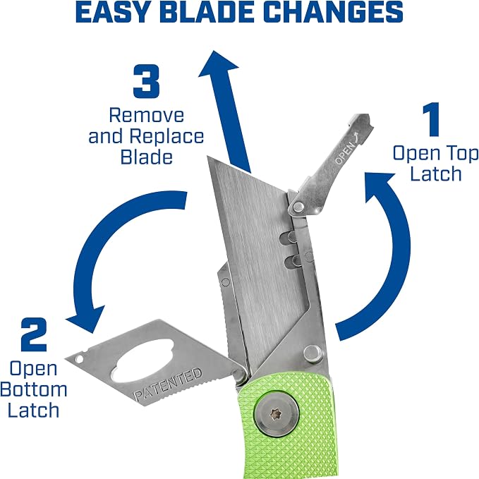 Sheffield Folding Utility Knife, Accepts Standard Utility Knife Blades, Box Cutter Aluminum Handle, Razor Blades Included, For Home, Office, Trades, and Warehouse