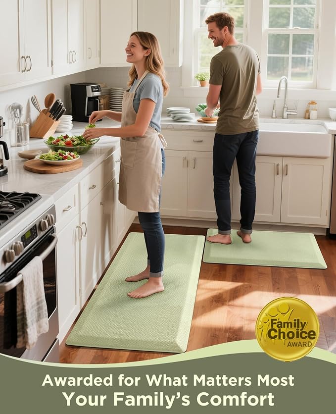 Ophanie Kitchen mats for Floor, 3/4 inch Thick, Kitchen Rugs, 20''x48'' Anti Fatigue Standing Cushioned Mat, Waterproof,Comfort Ergonomic mat for Office, Home, Sink, Sage Green Non-Slip Bottom
