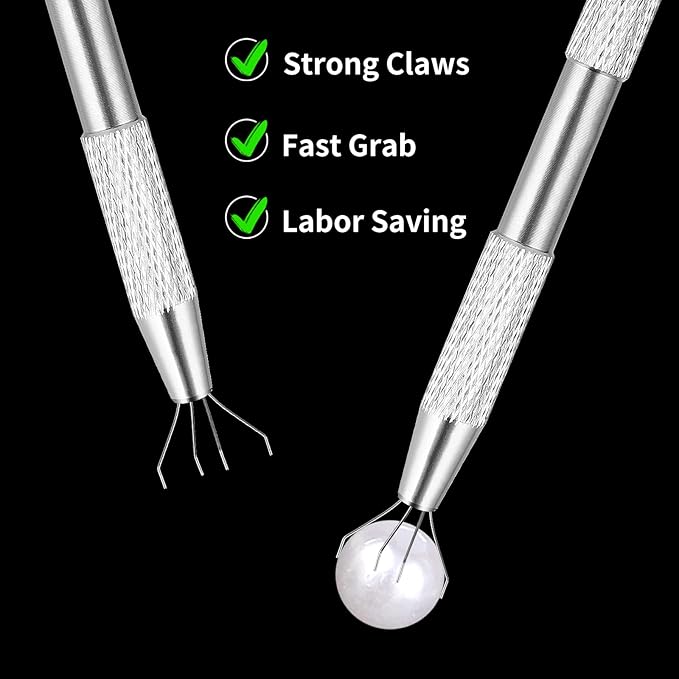 3Pcs Grabber Tool Holder Set Jeweler's Pick Up Sprinkle Pen Piercing Ball with Prongs Diamond Claw Jewelry Tweezers 4 Claw Precision Stainless Steel For Tiny Objects IC Chip Electronic Components
