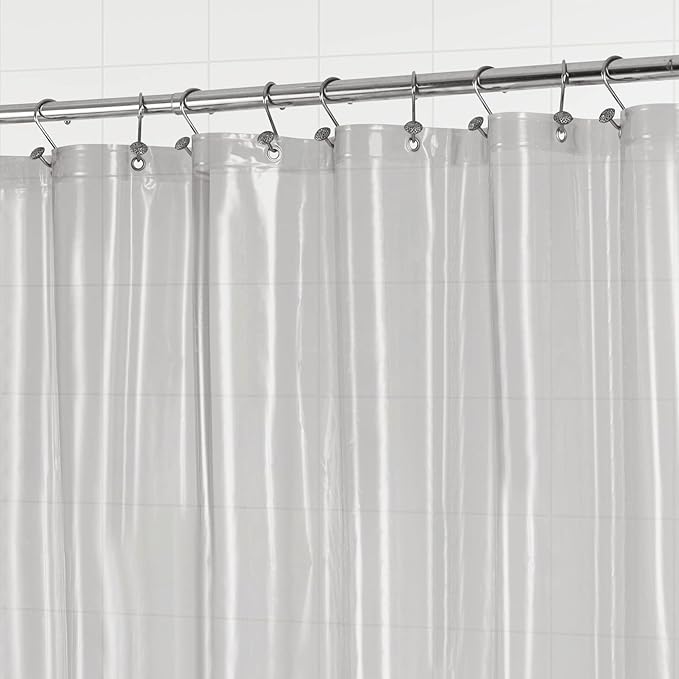 Barossa Design Clear Black Long Shower Curtain Liner 78" Height - 3 Magnets & Waterproof Lightweight PEVA Shower Liner for Bath Tub, PVC Free, Metal Grommets, Clear Black, 72x78
