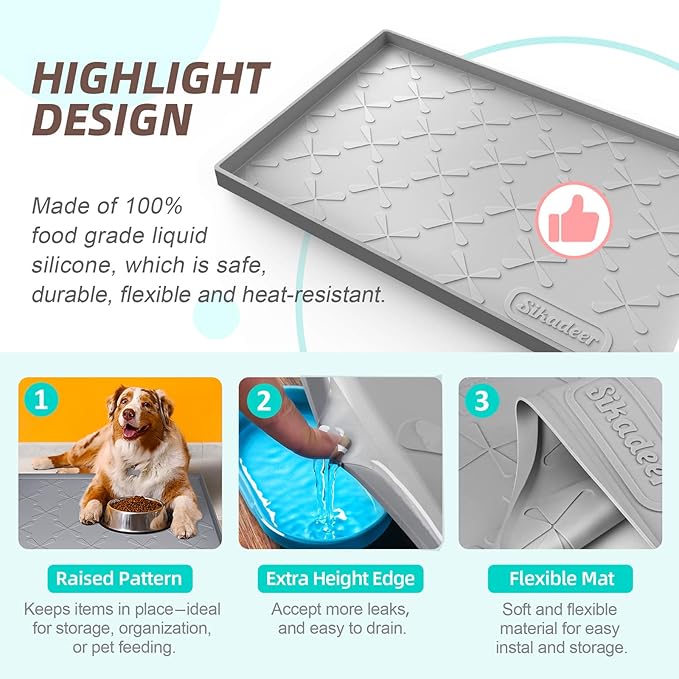 SIKADEER 19" x 19" Under Sink Mat Waterproof, Silicone Mat Kitchen Drawer Shelf and Cabinet Liner, Sink Protector for Kitchen Organizers and Storage, Boot Tray Pet Food Mats