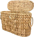 Coeusy Toilet Paper Basket with Lid,Wicker Basket for Bathroom Organizers and Storage,Holds Up to 6 Mega Rolls, Decorative Hand-Woven Rattan Bathroom Decor Accessories,Natural Water Hyacinth