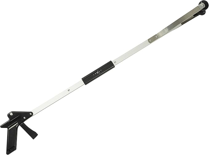 Grabber Reacher Suction Cup Grip Tool- Long 32 Inch Foldable Strong Heavy Duty Aluminum Pick Up Stick - Lightweight Trash Litter Picker Claw Extended Gripper Nabber Assist for Elderly, Luxet (Black)
