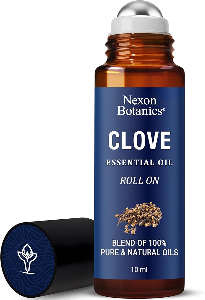 Clove Essential Oil Roll On 10 ml - Pre-Diluted Blend Roller for Skin, Teeth & Aromatherapy - Ready to Use - Made from Pure & Natural Oils - Nexon Botanics