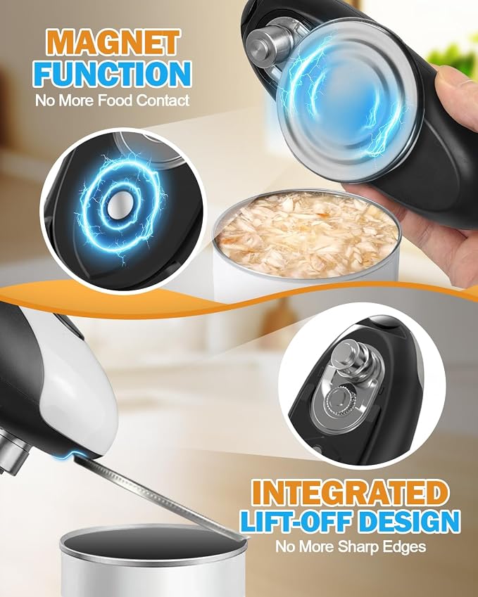 Electric Can Opener, One Touch Safety Automatic Can Opener - Easy Smooth Edge Hands Free, Battery Operated Openers Fits Most Cans, Ideal for Seniors People with Weak Hands & Arthritis