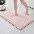 ILANGO Pink Christmas Bathroom Rugs 36" × 24" Non Slip & Super Absorbent Extra Thick Soft, Washable Bath Mat for Floor, Non Shedding Microfiber Shaggy Bath Rug with Rubber for Bathtub Sink