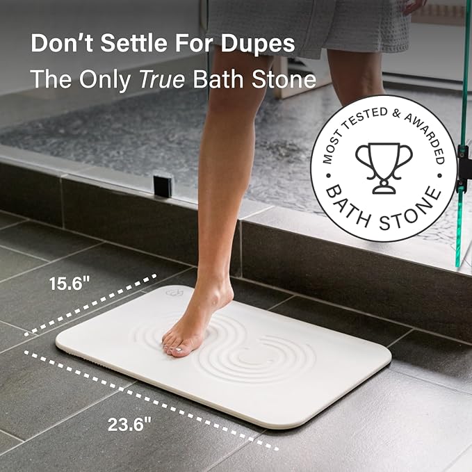 Dorai Home Stone Bath Mat - Premium Diatomaceous Earth Bath Floor Mats with Non-Slip Base, Fast-Drying Modern Shower Mat for Bathroom | Zen Sandstone - 23.6"x15.4"