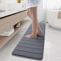Buganda Memory Foam Bath Mat, 59" x 17", Ultra Soft and Non-Slip Bathroom Rugs, Water Absorbent and Machine Washable Bath Rug Runner for Bathroom, Shower, and Tub, Dark Grey