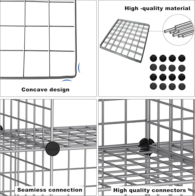 C&AHOME Wire Cube Storage, 12 - Cube Organizer Metal C Grids, Modular Shelves Units, Closet Organizer, Ideal for Home, Office, Living Room, 36.6”L x 12.4”W 48.4”H, Silver Gray UWCS3012G