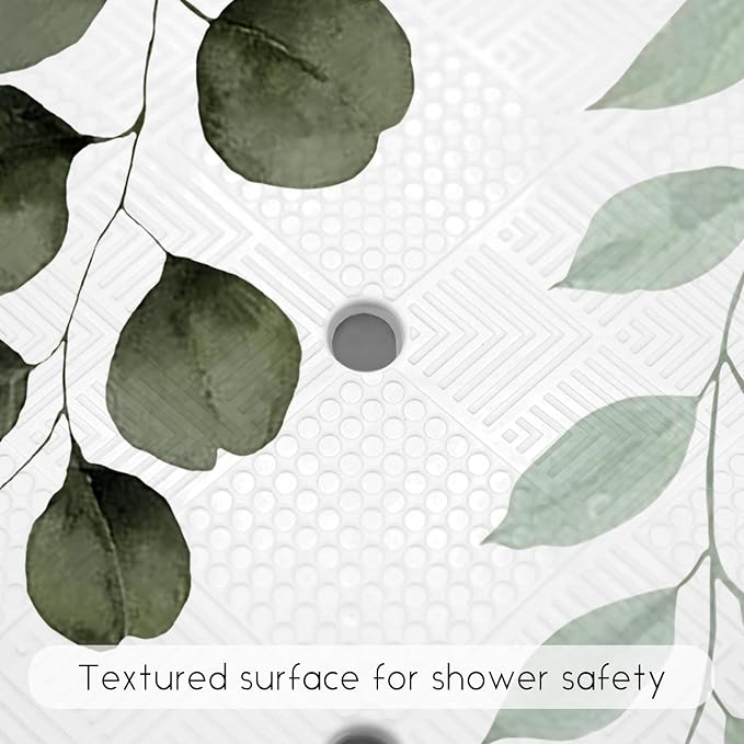 Bathtub Mat Non Slip, Sage Square Bath tub Mat Shower Floor Mat with Suction Cups for Adults Kids Elderly 21 X 21 Inch