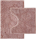 Bathroom Rugs Sets 2 Piece,Super Absorbent Chenille Bath Mats and U-Shaped Toilet Rug,Strong PVC Non Slip Backing,Microfiber Washable Dry Quickly Bath Mats for Bathroom(20"x32"+20"x20"U, Dusty Rose)
