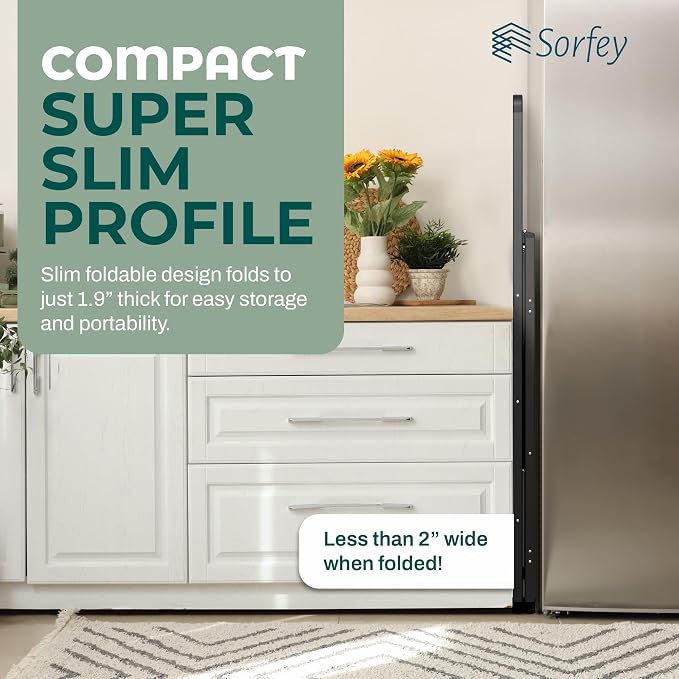 Step Ladder 3 Step Folding, Decorative - Modern Beautiful Black Aluminum,Lock Mechanism, Ultra Slim Profile, Anti Slip Steps, Sturdy-Portable for Home, Office, Kitchen, Photography Use,by SORFEY