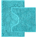 Bathroom Rugs Sets 2 Piece,Super Absorbent Chenille Bath Mats and U-Shaped Toilet Rug,Strong PVC Non Slip Backing,Microfiber Washable Dry Quickly Bath Mats for Bathroom(20"x32"+20"x20"U, Light Blue)
