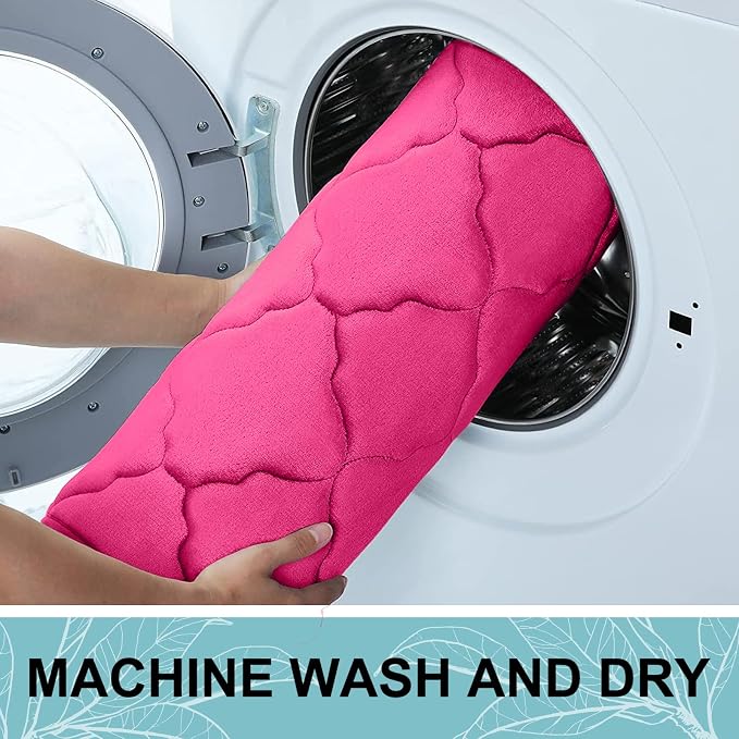 OLANLY Memory Foam Bath Mat Rug 44x24, Ultra Soft and Absorbent Bathroom Rugs, Non-Slip, Comfortable, Machine Washable Bath Carpet for Bathroom Floor, Tub, Shower and Home Decor Accessories, Deep Pink