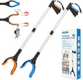 34" Grabber Reacher Tool, 2-Pack Foldable Reacher Grabber Pickup Tool with 360° Rotating Jaw & Magnets, Grabber Tool Heavy Duty