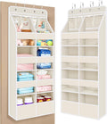Univivi 5-Shelf Fabric Baby Door Storage Over Door Hanging Organizer with 8 Deep Pockets and 4 Small PVC Pockets Wall Mount Hanging Storage Organizers for Baby Essential (Beige)