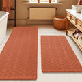 Upgrade Waffle Bath Mat Set 2 Piece, Boho Bathroom Rugs Absorbent Non Slip, Ultra Soft Bathroom Mat, Machine Washable Knit Bath Rugs with Herringbones for Bathroom,Bedroom, Shower, Tub, Burnt Orange