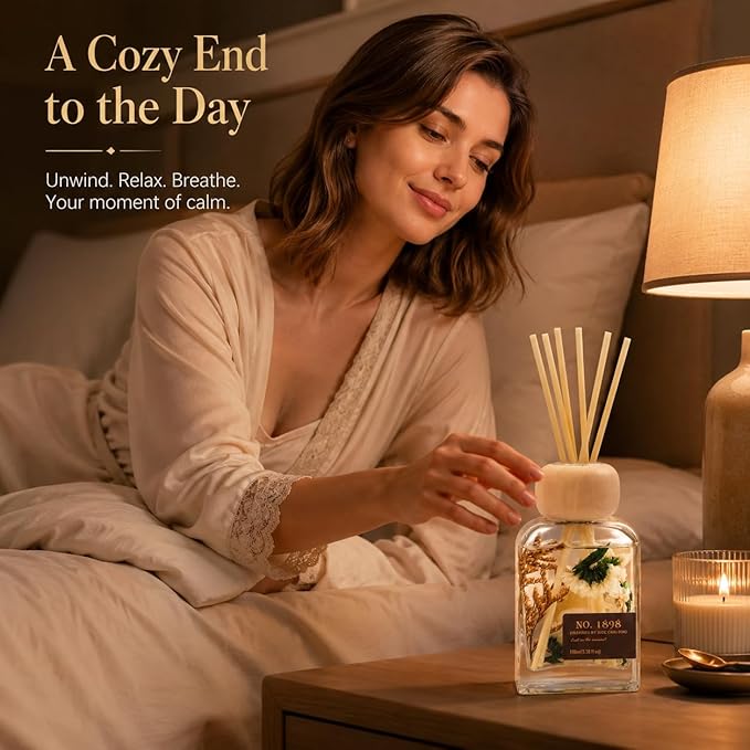 Luxury Hotel Scent Reed Diffuser 100ml (3.38oz) | No.1898 Hotel Collection Diffuser Oil Inspired by Ritz Carlton | Home, Bathroom & Office Decor | Long-Lasting Room Freshener Gift Set