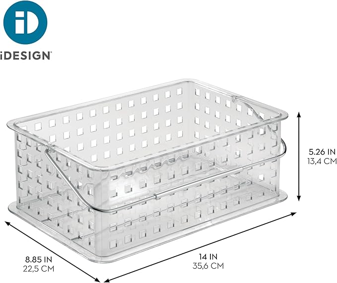 iDesign Large Stackable Shower Caddy Basket for Bathroom or College Dorm, Clear, Made in USA