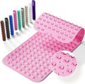 Non-Slip Bath Tub Mat, 39x16 Inch Extra Large Shower Mat with Drain Holes & Suction Cups, Machine Washable, Pink