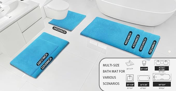 MINIDEAR Bathroom Rugs 36x24 Lake Blue - Thick Memory Foam Bath Mat, Ultra Soft & Plush Fluffy, Non-Slip, Quick Dry, Absorbent Washable Floor Microfiber Mat for Tub, Home Decor Accessories