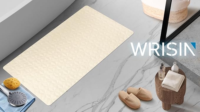 Non Slip Bathtub Mat for Bath Tub Shower - Natural Rubber Mat with 241 Suction Cups - Soft Bathroom Safety Mat - Unique Diamond Pattern - Fatigue Relief - Machine Washable - 16 × 28 Inch