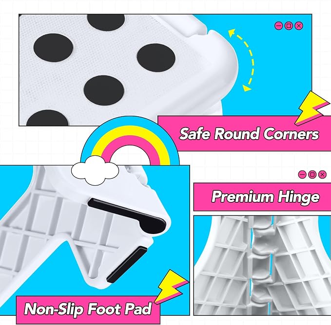 Delxo 13 inch 2 Pack Folding Step Stool, Non-Slip Foldable Stools Up to 300 LBS, Step Stool with Handle, Lightweight Collapsible stools for Kitchen, Bathroom, Bedroom, Garden (White)