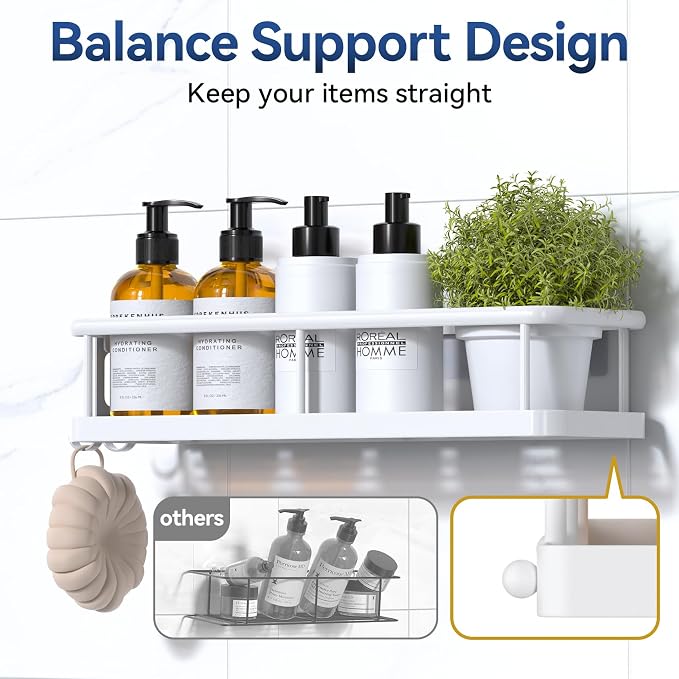 YASONIC Shower Caddy Adhesive, Rustproof Shower Organizer with Soap Holder, Large Capacity Shower Shelves for Inside Shower, No Drilling Bathroom Organizers and Storage for Home Decor（3 Pack White）